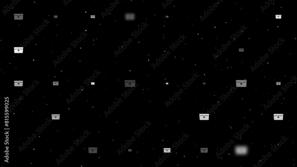 Poster template animation of evenly spaced chest symbols of different sizes and opacity. animation of trans