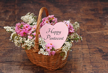 Greeting card Beautiful Pentecost: Flower arrangement with the text Beautiful Pentecost.