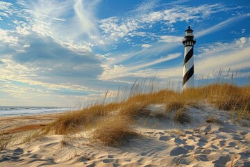 Lighthouse Light House. Cape Hatteras Lighthouse Lighting Up the North Carolina Coast - Powered by Adobe