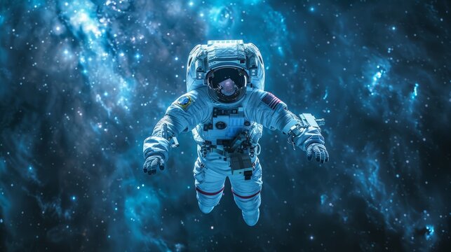 Astronaut floating in the vastness of space.