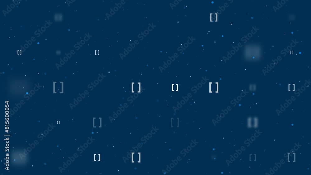 Poster template animation of evenly spaced square brackets symbols of different sizes and opacity. animatio