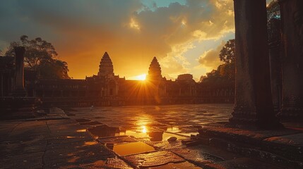 The majestic Angkor Wat temple complex in Siem Reap, Cambodia, is one of the most popular tourist destinations in Southeast Asia.