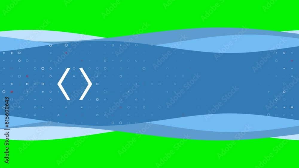 Poster animation of blue banner waves movement with white angle brackets symbol on the left. on the backgro