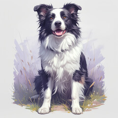 Fototapeta premium Dog badge creative illustration for t-shirt design. Animal dog concept poster. Creative graphic design. Digital artistic artwork raster bitmap illustration. Graphic design art. AI artwork. 