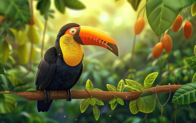 Serenity in the Jungle: A Toucan Perched in Tranquility