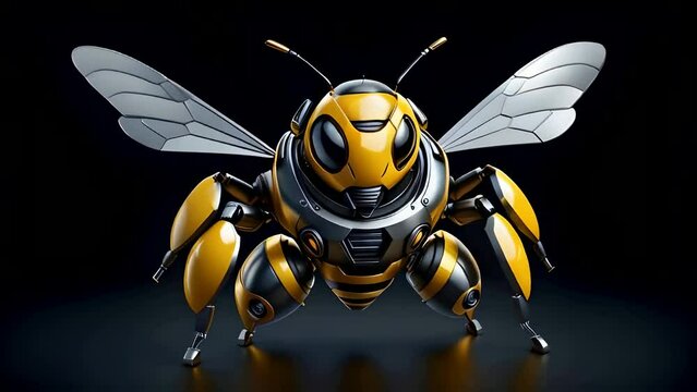 metal robot bee isolated