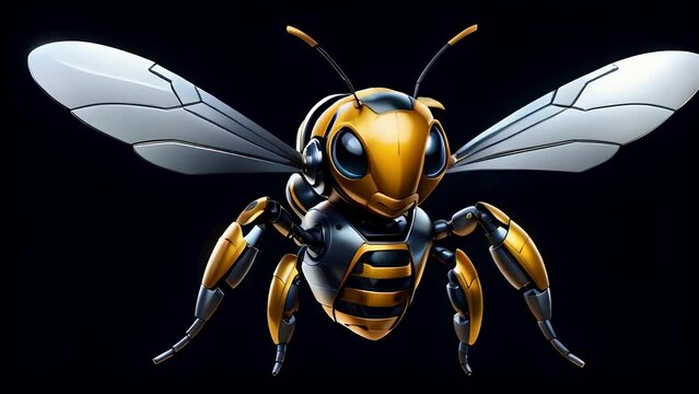 metal robot bee isolated