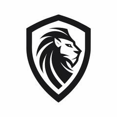 Minimalist Lion shield logo design vector art illustration