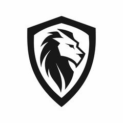 Minimalist Lion shield logo design vector art illustration