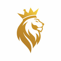 Modern Royal king lion crown logo design vector art illustration