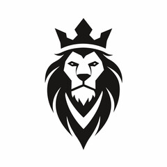 Minimalist Royal king lion crown logo design vector art illustration