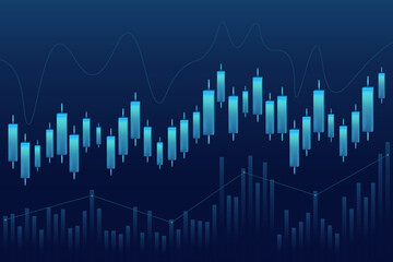 Digital growth graph chart on technology blue background. Chart, diagram, research, audit, planning, statistics, management, infographic, data analysis, Financial literacy. Stock market