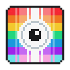 LGBT Pride Rainbow Symbol with Eye Exposed, Pixel Icon, Isolated