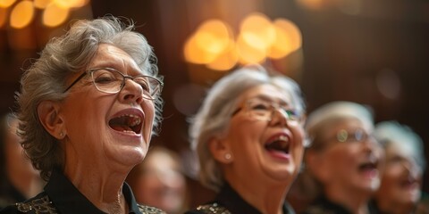 A jubilant senior choir uplifts spirits with harmonious religious melodies.