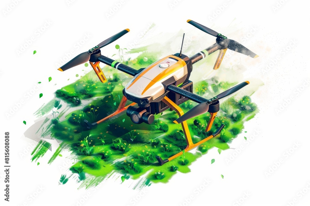 Poster agri tech enables precise pesticide application in vineyards, using drone technology to manage opera