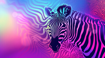 Bright cyclomeno pink psychedelic background with zebra