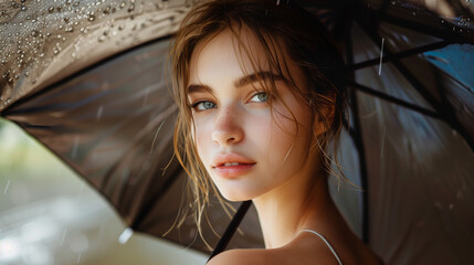 Photo of woman with umbrella