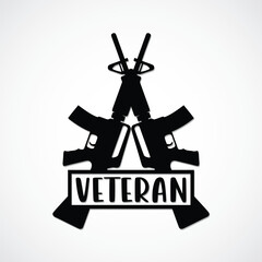 Veteran T-Shirt Design - Vector File

Military-themed t-shirt design with crossed swords and rifles under the word "Veteran" in black and white.