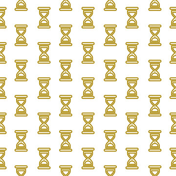 Old hourglass with flowing sand icon isolated seamless pattern on white background