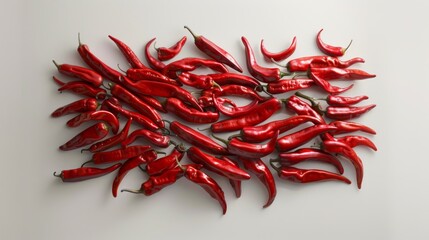 Cayenne Peppers Displayed Realistically on Wall