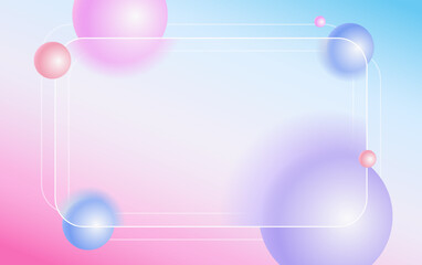 Creative glassmorphism illustration design with transparent frame and floating spheres template