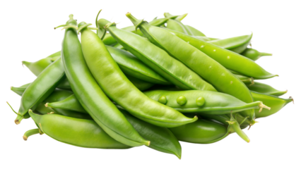 cluster of snow peas isolated on white background