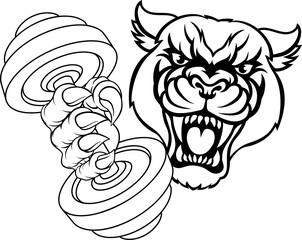 Panther Jaguar Leopard Weight Lifting Gym Mascot