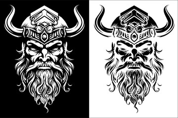 Viking Warrior Man Strong Mascot Face in Helmet