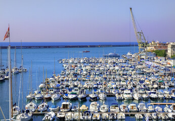 Boats moored in the harbor of Genoa in Italy
