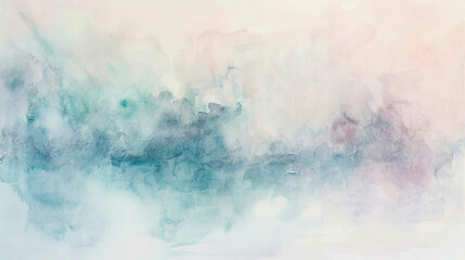 Soft, watercolor washes in pastel shades, blending together gently, creating a delicate abstract background on a white canvas.