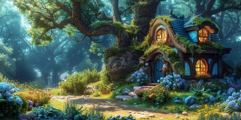 A storybook land where whimsical cartoon chefs cook healthy gourmet meals harvested from a fantasy edible ecosystem of singing fruits and vegetables