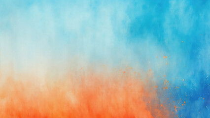 Blue and orange background with texture and distressed vintage grunge and watercolor