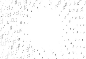 Light Silver, Gray vector backdrop with music notes.