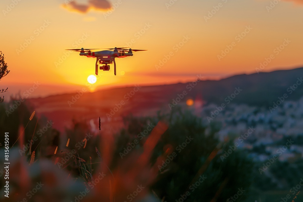 Poster drone operations for pesticide application in vineyard fields manage difficult terrain, enhancing gr