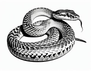 Obraz premium snake illustration bnw, isolated on white
