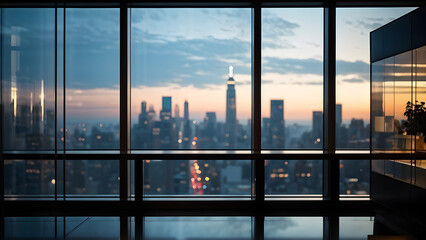 Fototapeta premium reflection in windows of a building