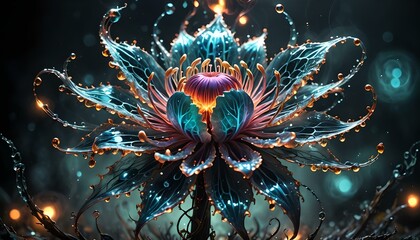 3d illustration of abstract fractal flower, digital artwork for creative graphic design