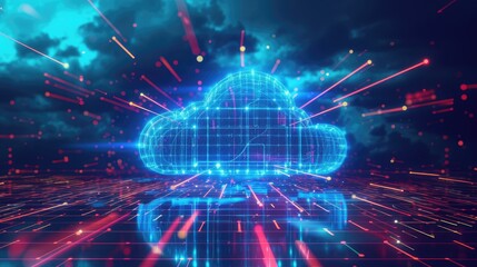 Obraz premium Cloud-based data storage solutions such as object storage, file storage, and database services, providing scalable and secure repositories for digital assets