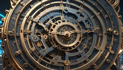 Mechanical clock. Time concept. 3d illustration. 3d rendering
