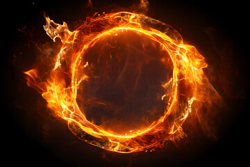 Fototapeta premium Abstract fire ring of Sparking fire circle isolated on black background