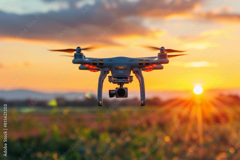 Poster field drones utilize isometric technology and environmental sensors at the farm to improve landscape