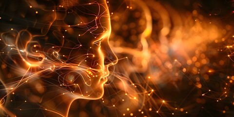 Humans brain activity deep learning neuron impulses knowledge creativity AI surpassing human intelligence. Concept Artificial Intelligence, Neuroscience, Deep Learning, Human Brain, Creativity