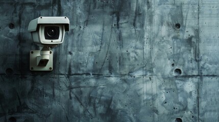 Closeup security camera on a concrete wall. Protection and safety. CCTV surveillance camera