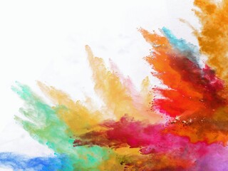 In the picture is the distribution of colors by splashes of orange, red, yellow, pink, blue, and purple, very colorful and beautiful.