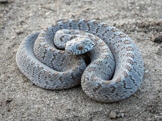 Rhombic Egg-Eater a harmless snake from South Africa slithering through sandy terrain
