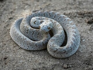 Rhombic Egg-Eater, a harmless snake from South Africa slithering through sandy terrain