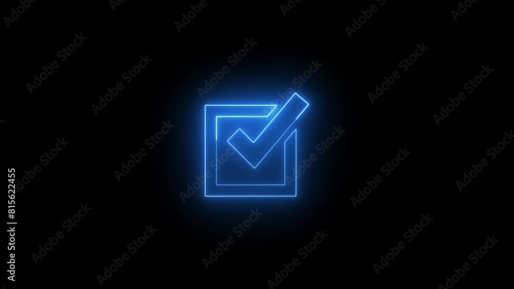 Poster shield with check mark icon isolated. glowing neon security check icon. tick mark approved icon.