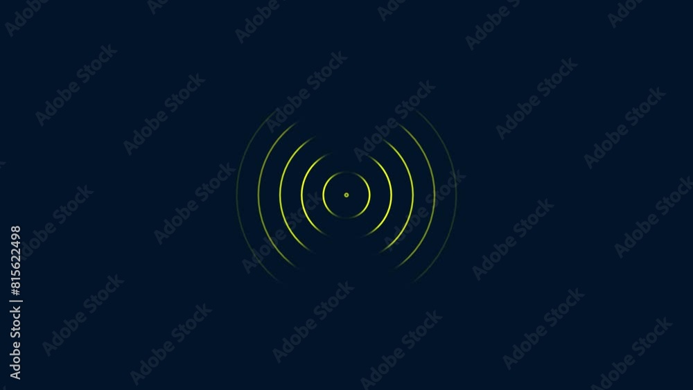 Poster radio wave station signal animated. radio waves signal animation.