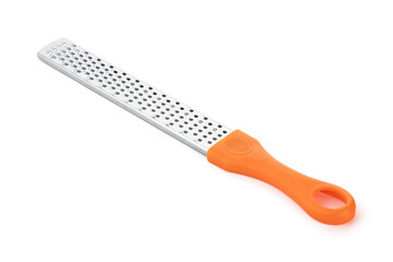 Stainless steel grater isolated on white background.cheese grater utensil. Kitchen grater for citrus fruits, chocolate and cheese.	
