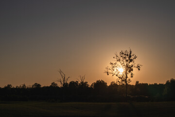 Zachód słońca nad polem w Kalu